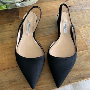✨ MM LaFleur Black Suede Slip-on Slingback Flats